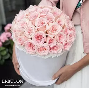 Роза в шляпной коробке 37 шт.