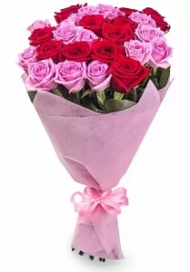 Красные и розовые Розы 21шт.